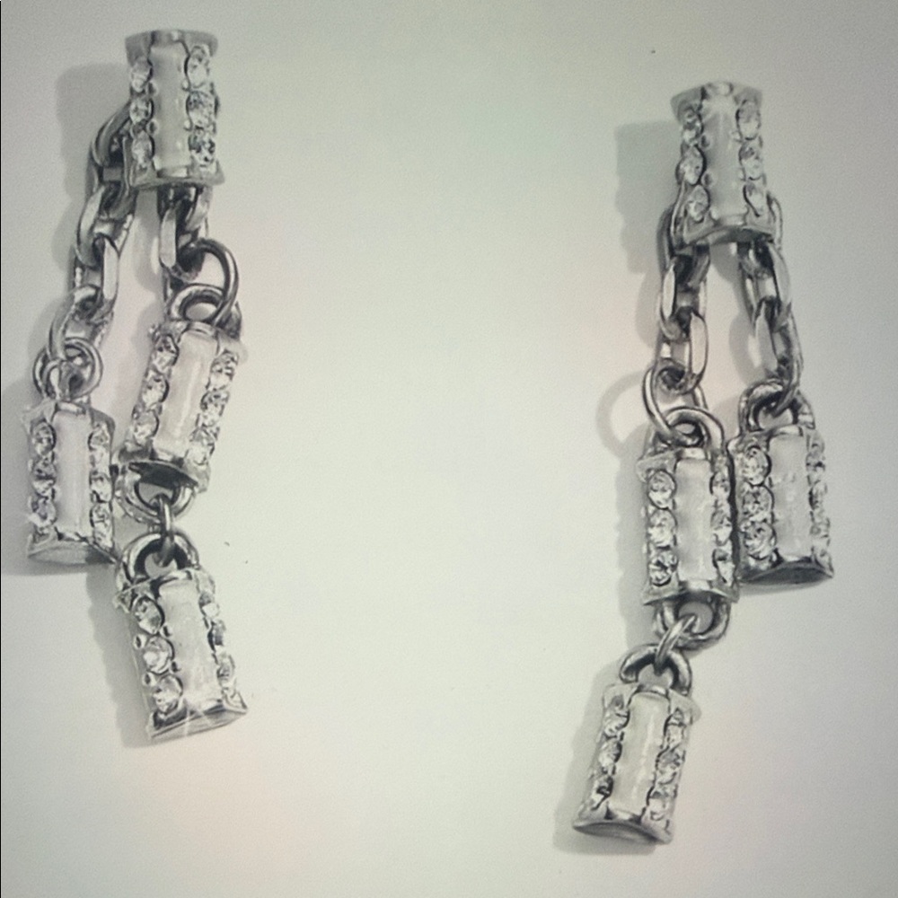 💐🆕 Brighton Meridian Duet Silver Crystal Chain Earrings NWT